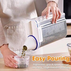 Dispenser with Measuring Cup, BPA-Free Plastic Kitchen Pantry Food Storage